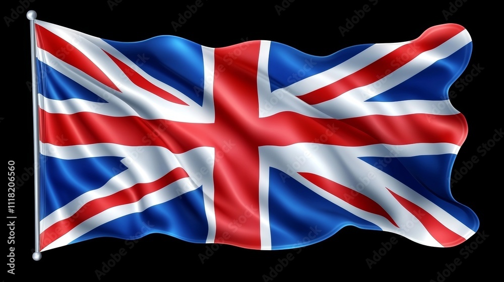 Vibrant British Flag A Waving Symbol of the United Kingdom, High-Resolution Illustration Vibrant British Flag A Waving Symbol of the United Kingdom, High-Resolution Illustration