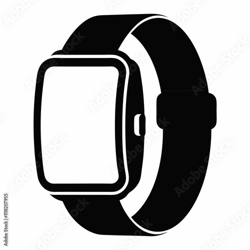 Black Silhouette of Smart Watch Band Vector Illustration