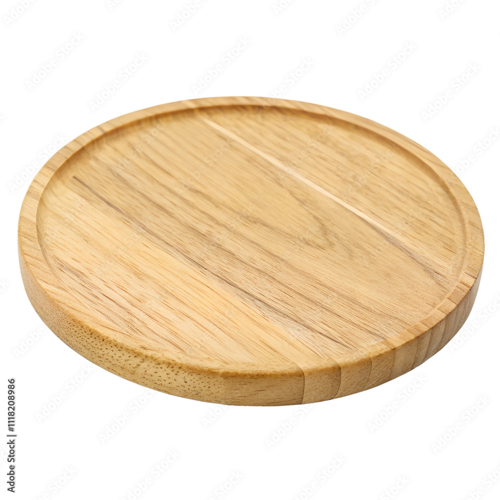 A natural round wooden coaster with visible grain patterns, isolated on a transparent background A natural round wooden coaster with visible grain patterns, isolated on a transparent background