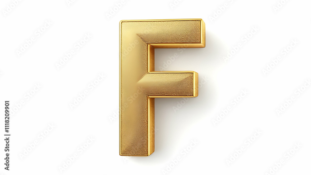 A 3Drendered image of a capital letter F. Its gold, textured, and has a metallic appearance. The letter is isolated on a white background. A 3Drendered image of a capital letter F. Its gold, textured, and has a metallic appearance. The letter is isolated on a white background.