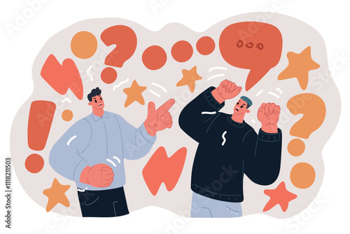 Vector illustration of the concept of two men arguing with each other