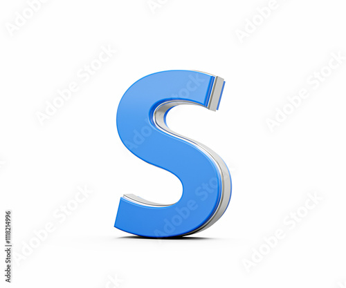 Blue Capital Letter S Gleams With Its Sleek Modern Design Bold Font With Sharp Edges 3D Illustration