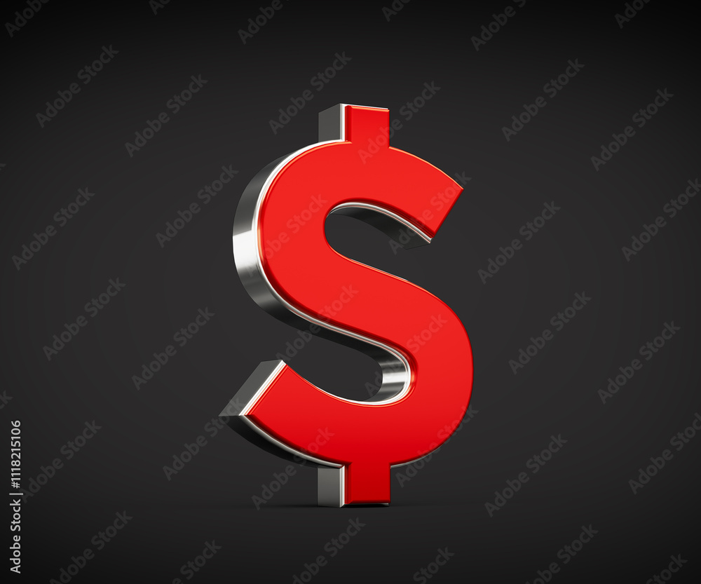 Bold Vibrant Red United States Dollar Currency Symbol With Sleek Metallic Gleam 3D Illustration Bold Vibrant Red United States Dollar Currency Symbol With Sleek Metallic Gleam 3D Illustration
