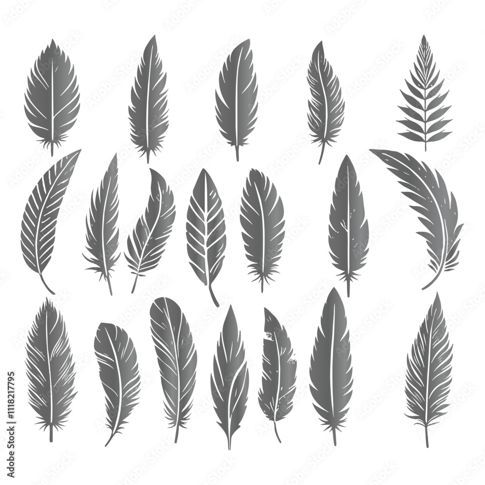 A shilhoutte feather vector design with white background A shilhoutte feather vector design with white background
