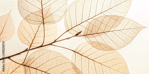 Serene Digital Art of Translucent Autumn Leaves with Pastel Tones V4