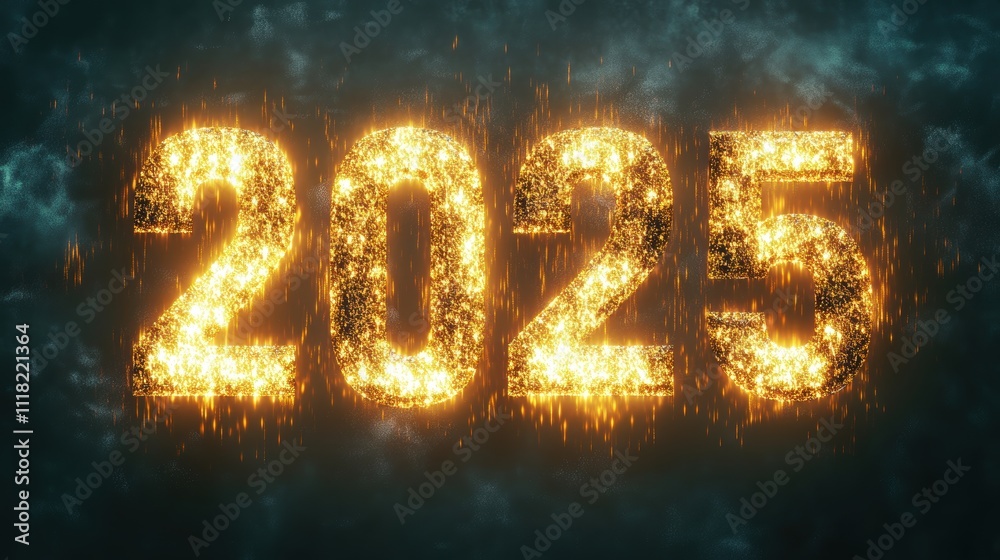 New Year 2025 Golden Particle Special Effects