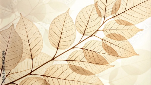 Serene Digital Art of Translucent Autumn Leaves with Pastel Tones V9