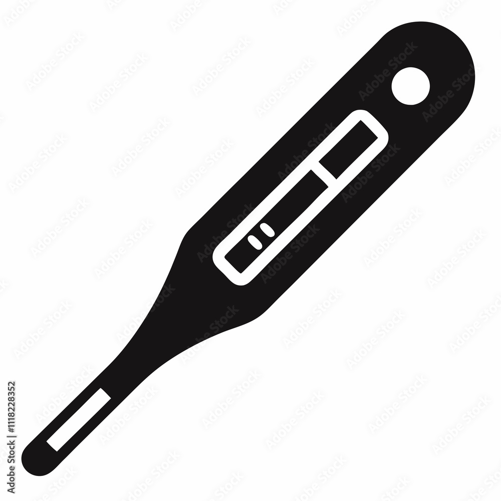 Black Silhouette Vector Illustration of a Digital Thermometer Black Silhouette Vector Illustration of a Digital Thermometer