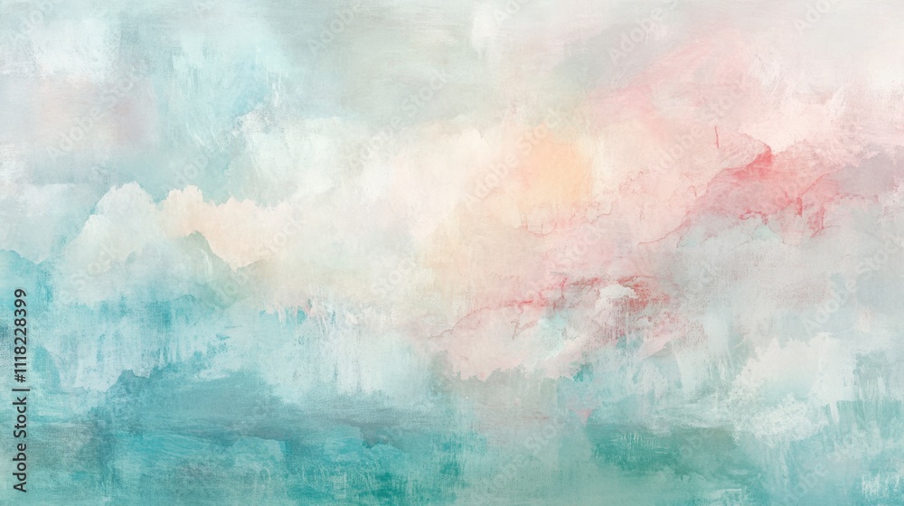 Fototapeta premium Serene Pastel Landscape, Abstract Watercolor Painting