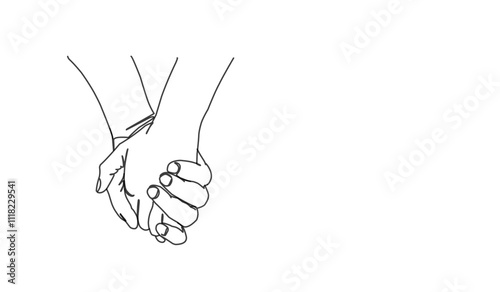 Two people agree and shake hands one contiguous line vector illustration