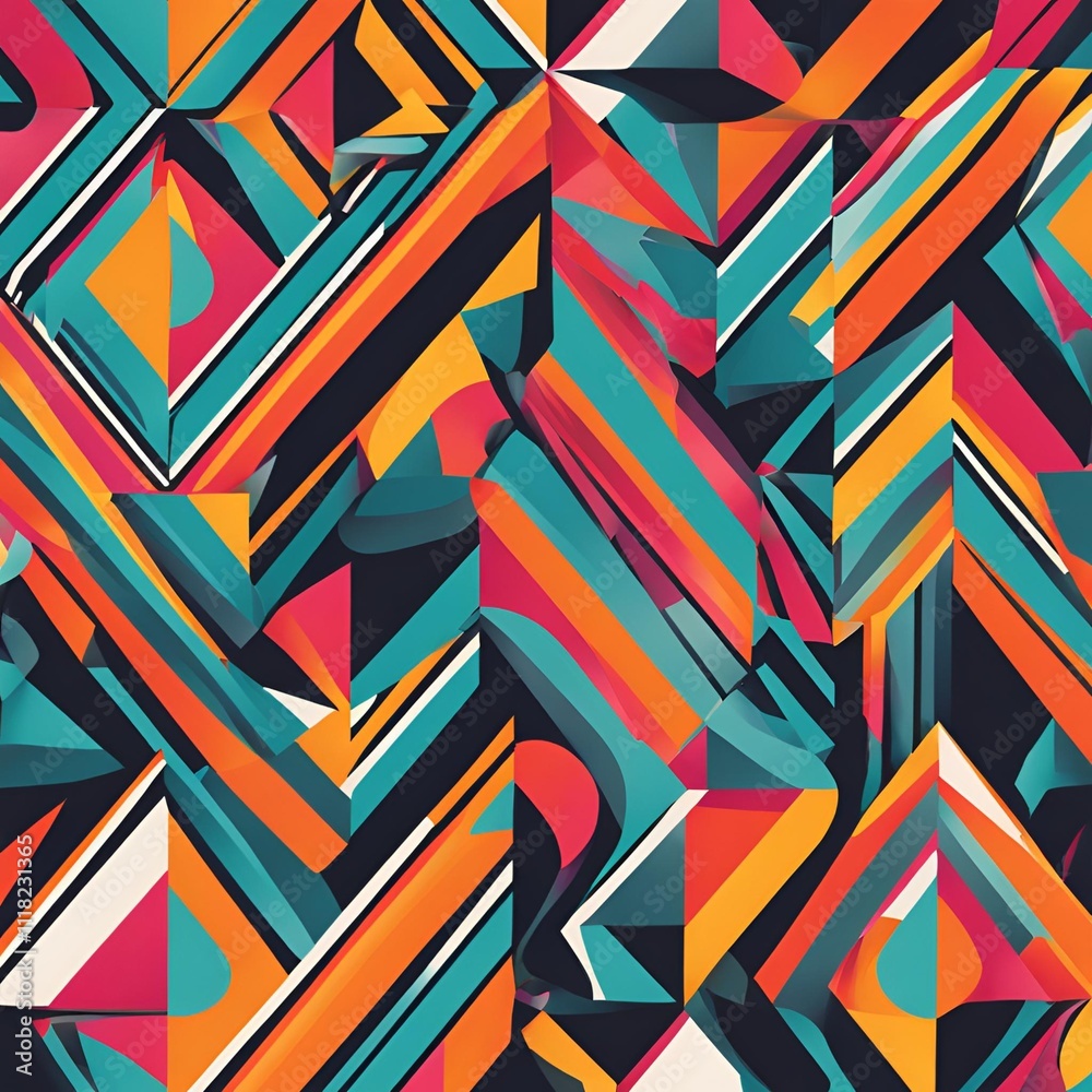 Colorful geometric pattern featuring vibrant shapes in a dynamic arrangement with a modern artistic flair Colorful geometric pattern featuring vibrant shapes in a dynamic arrangement with a modern artistic flair