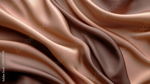 A close-up of a luxurious fabric showing soft brown tones, the color of the Mocha Mouse 2025, emphasizing the texture and shine of the material