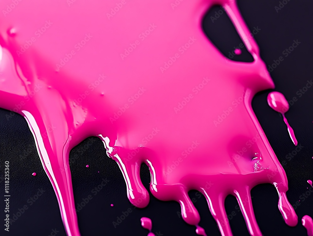 Naklejka premium Abstract pink paint splatter on black background. (1)