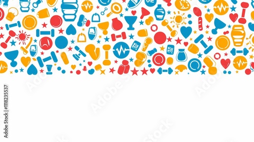 Colorful Health and Medical Icons Frame Border Background - Modern Design for Healthcare and Wellness Themes