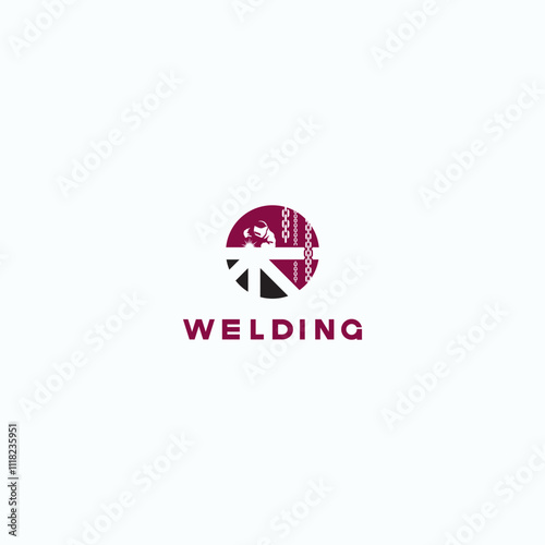 
illustration consisting of an image of a welder in the form of a symbol or logo
