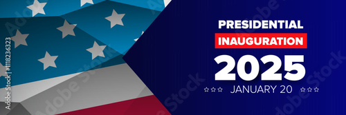 Presidential inauguration 2025 usa 20 january banner design template. USA Presidential Inauguration 2025 poster design with usa flag