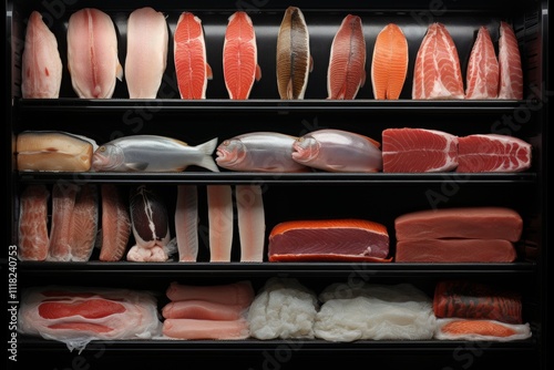 Fresh seafood displayed on store shelves for customers to choose their favorite delicacies