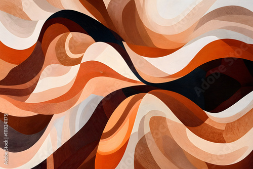 Abstract Flowing Shapes in Warm Earthy Tones