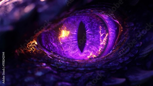 Enchanting Close-up of a Dragon Eye with Vibrant Purple Colors