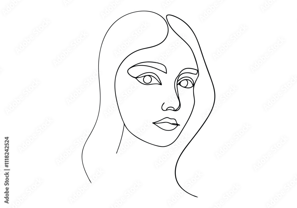 Continuous One-Line Drawing of a Woman's Face - Minimalist Feminine Art Continuous One-Line Drawing of a Woman's Face - Minimalist Feminine Art