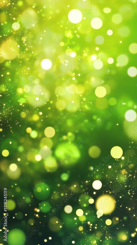 Abstract green background with soft golden bokeh and light spots Stock ...