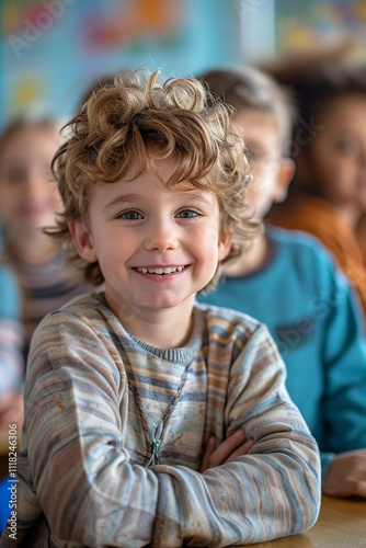 Smiling Child in Classroom