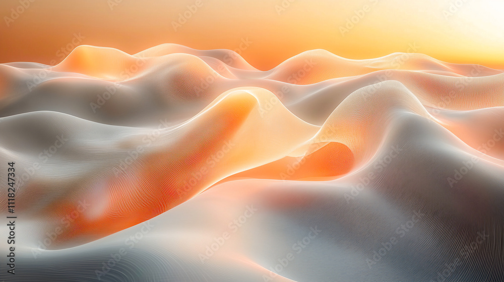 Obraz premium Fantasy wireframe wavy pastel background