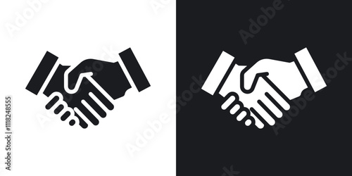 Handshake icons in solid black and white colors