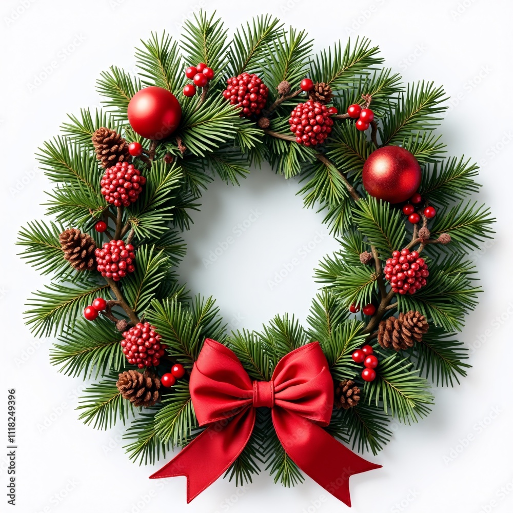 Colorful Christmas wreath made of pine branches. Colorful Christmas wreath made of pine branches.
