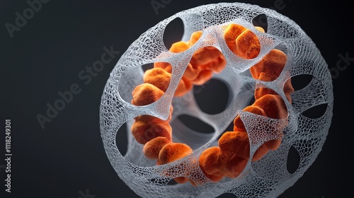 a nucleus within an animal cell, showing chromatin distribution photo