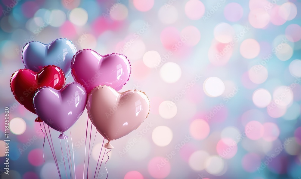 Colorful heart-shaped balloons on a soft background Colorful heart-shaped balloons on a soft background