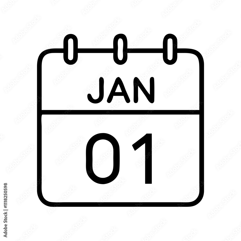 calendar january 1 icon, new year illustration, new year icon - simple black line art of calendar january 1, symbolizing new year celebrations new year vector calendar january 1 icon, new year illustration, new year icon - simple black line art of calendar january 1, symbolizing new year celebrations new year vector