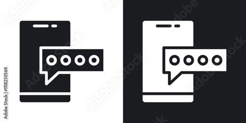 Otp sms password icons in solid black and white colors