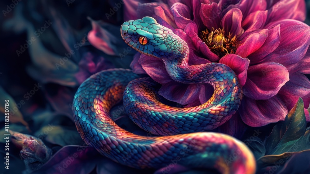Fototapeta premium Snake on a dream flower