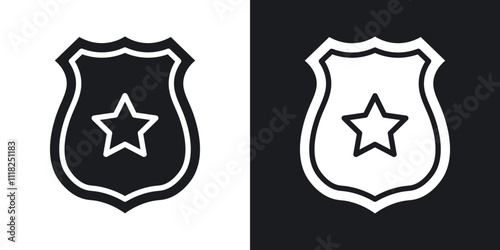 Police badge icons in solid black and white colors