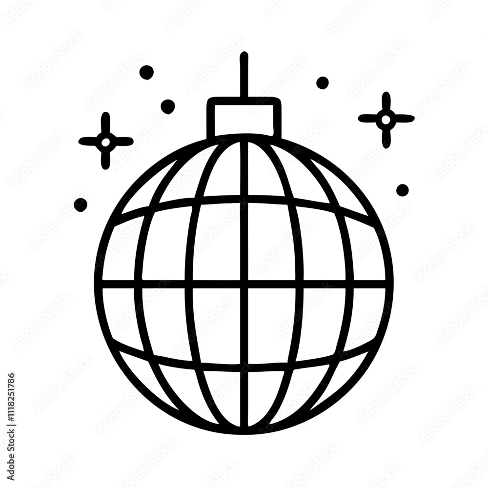 disco ball icon, new year illustration, new year icon - simple black line art of disco ball, symbolizing new year celebrations new year vector disco ball icon, new year illustration, new year icon - simple black line art of disco ball, symbolizing new year celebrations new year vector