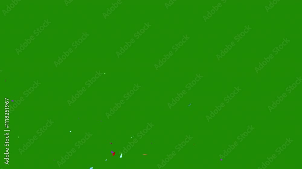 Colorful confetti explodes and falling on green screen Colorful confetti explodes and falling on green screen