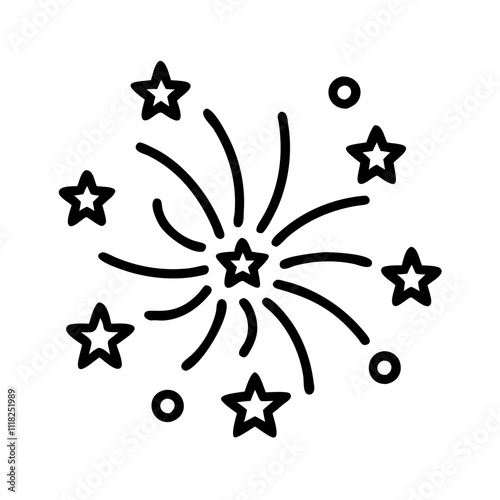 Wallpaper Mural fireworks in sky icon, new year illustration, new year icon - simple black line art of fireworks in sky, symbolizing new year celebrations  new year vector  Torontodigital.ca