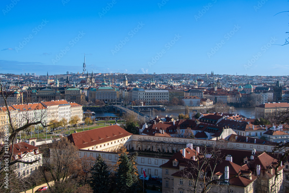 Fototapeta premium The view from Prague Castle of the Prague skyline