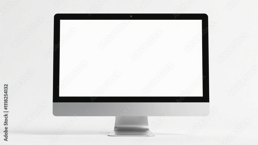 Laptop Monitor Mockup, Blank Screen, Silver Desktop, High-Resolution AI Photo Laptop Monitor Mockup, Blank Screen, Silver Desktop, High-Resolution AI Photo
