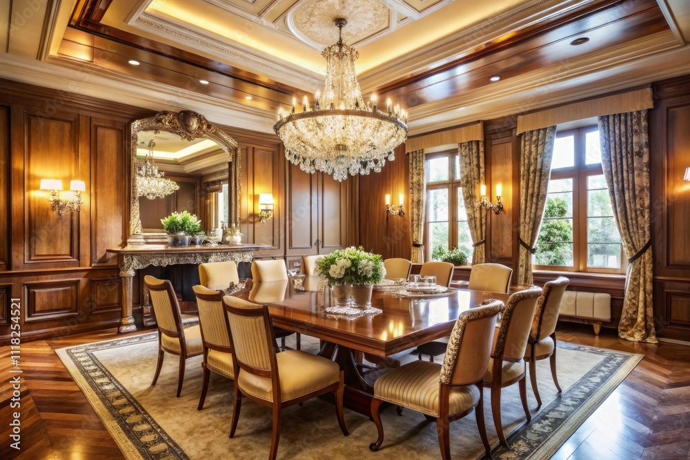 custom made wallpaper toronto digitalLuxurious dining room with ornate decor, chandelier, and rich furnishings, opulent and elegant interior