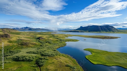 Expansive view of pristine nature with distant mountains