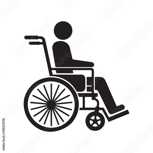 wheelchair silhouette vector with a white background.