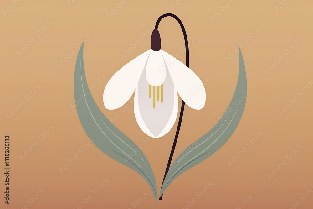 Elegant white snowdrop flower illustration Elegant white snowdrop flower illustration