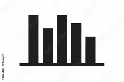 Black Silhouette Bar Graph Icon Vector Design