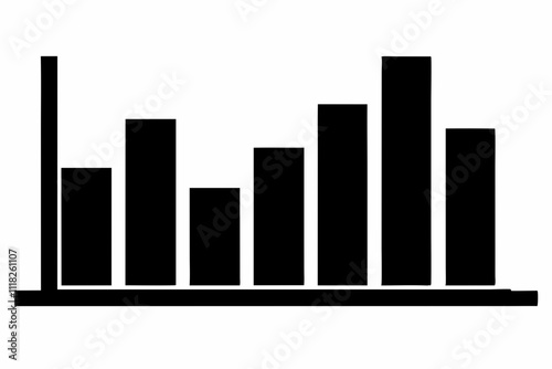 Black Silhouette Bar Graph Icon Vector Design