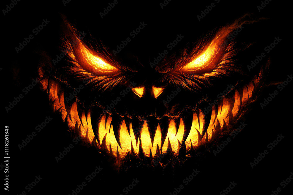 Spooky Jack-o'-lantern with Candlelight Spooky Jack-o'-lantern with Candlelight