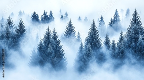 Exploring misty pine forests nature scene winter wonderland whispering pines tranquil atmosphere photo