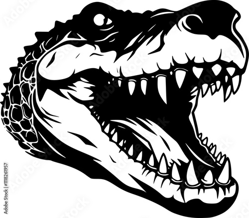 Crocodile - Black and White Isolated Icon - Vector illustration