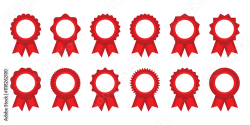 Ribbon and banner. Medal set with ribbon. Set of premium quality and guarantee labels.